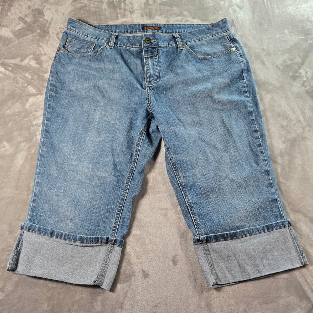 ZD Premium‎ Denim Capri Jeans Womens Size 20 Blue Cuffed Cropped Pants